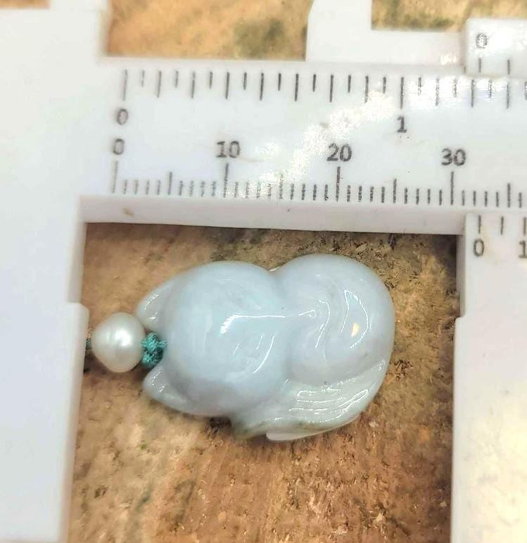 Certified Nature Green Jade Carved Fox Pendant Necklace