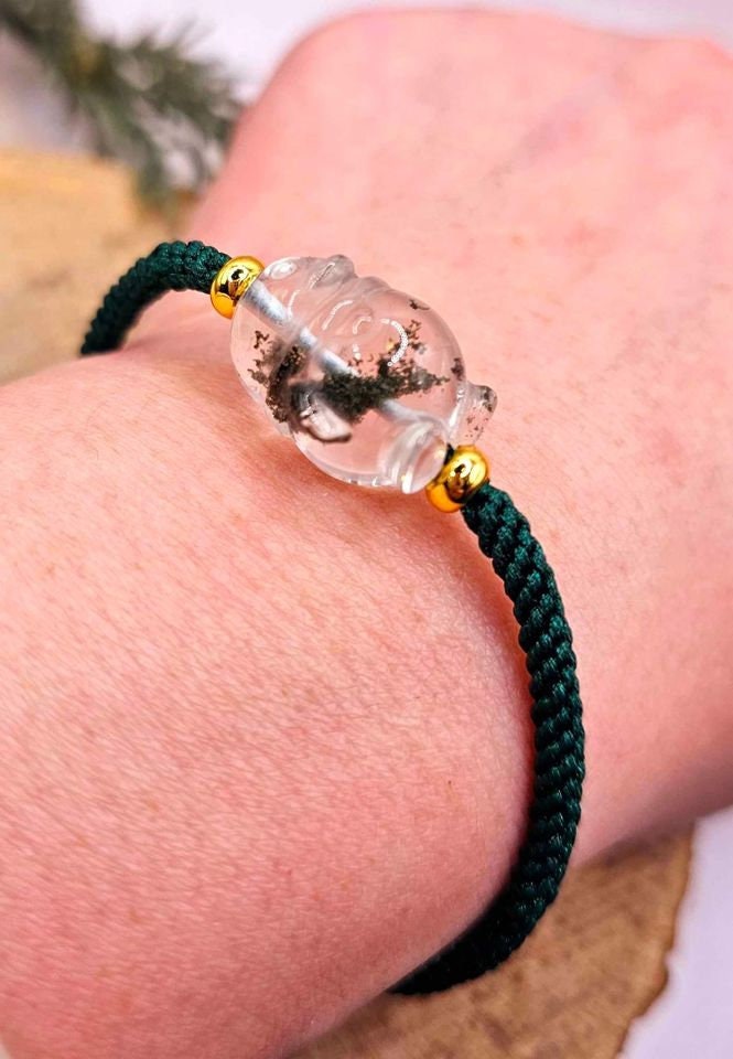 Cute Nature Phantom Hand Carved Penguin Green Knitted Adjustable Bracelet