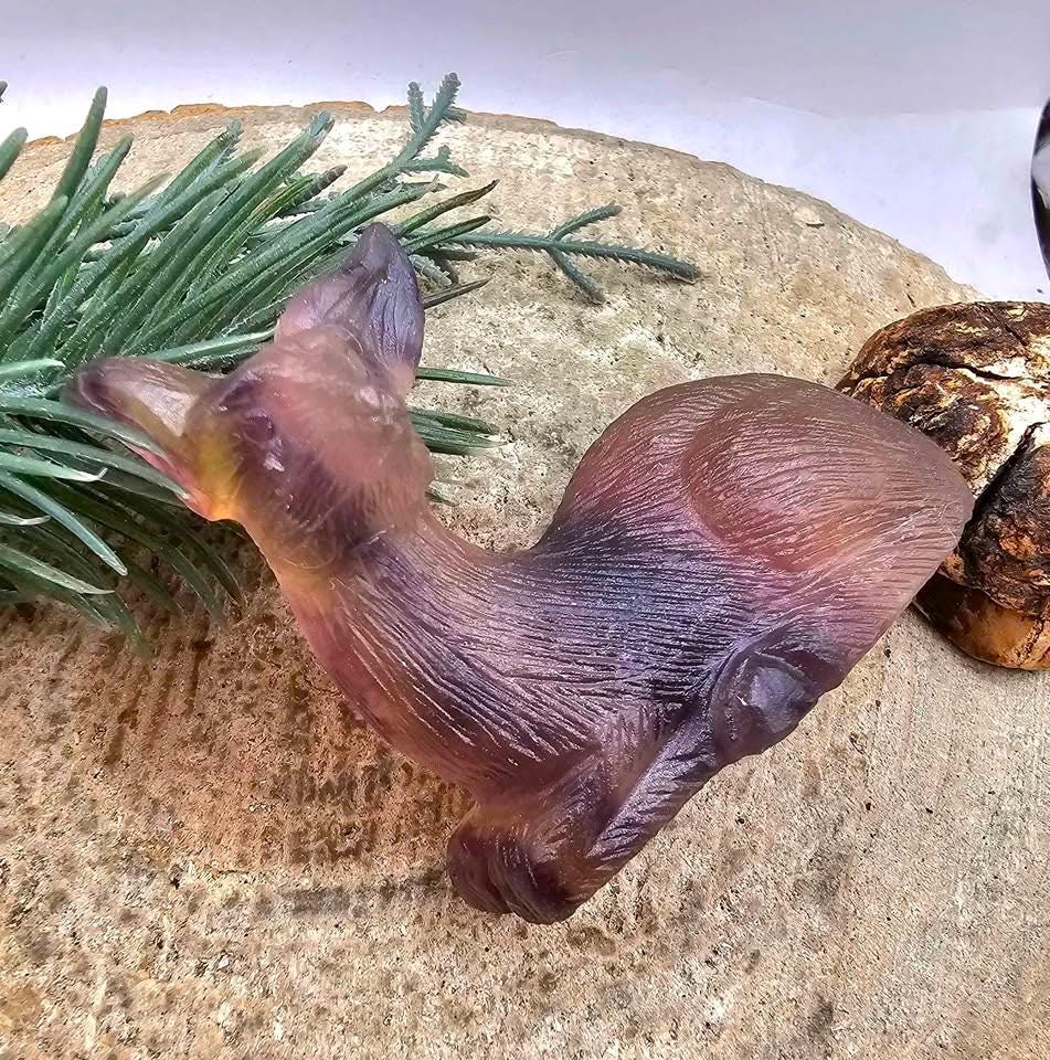 Nature Rainbow Fluorite Hand Carved 2.2" Deer Figure