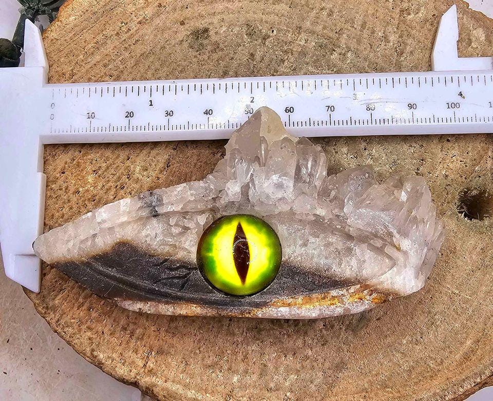 Nature Crystal Cluster Hand Carved Dragon Eye Decor Figure