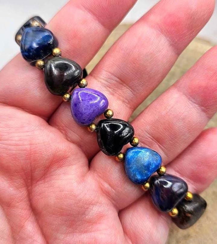 Rare Nature Mixed Colors Sugilite Heart Beads Bracelet