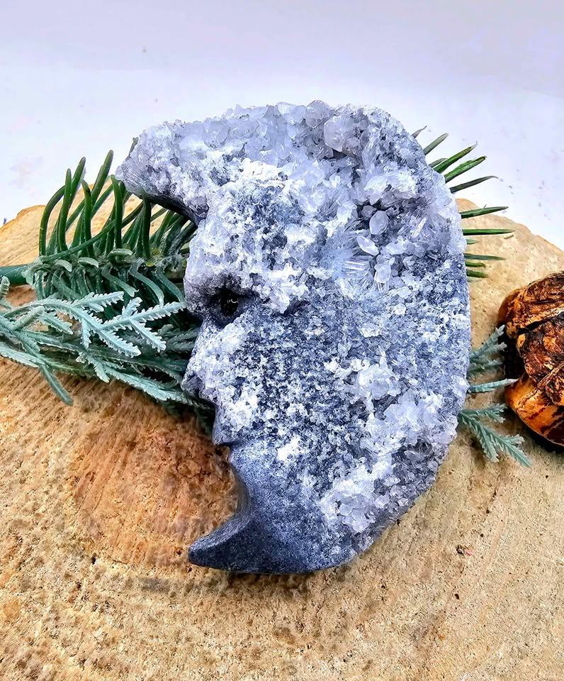 Nature Purple Fluorite Crescent Moon Decor