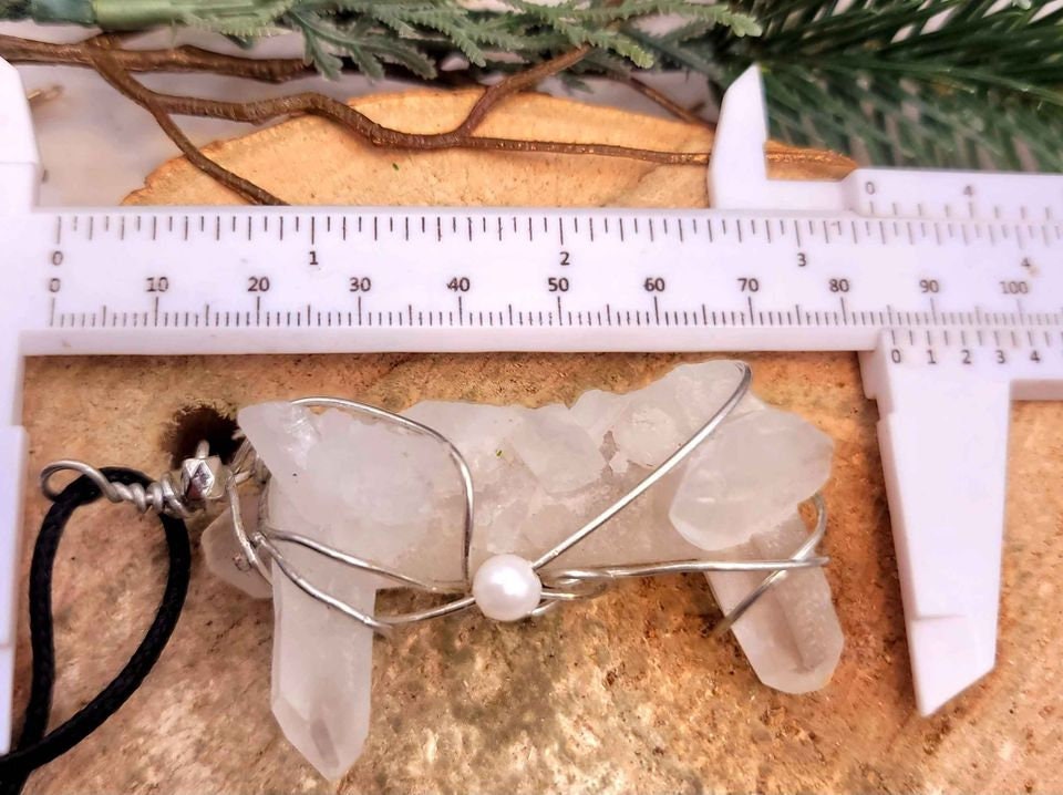 Beautiful Unique Shape Nature Crystal Point Wire Wrapped Pendant Necklace