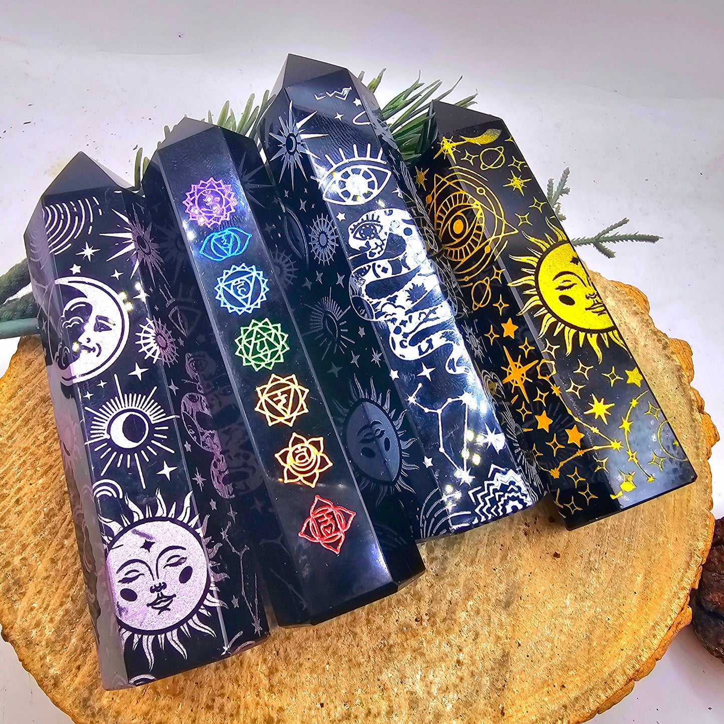 Selection Nature Obsidian Beautiful Engraved Big Wand Points