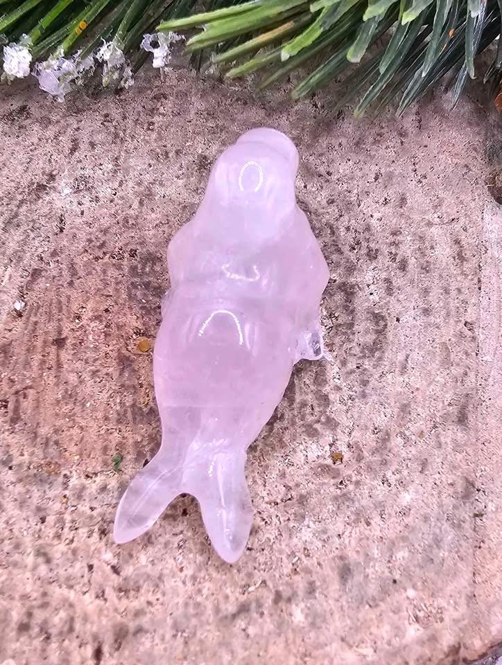 Nature Crystal Stone Carved Sea Seal & Turtle Figures
