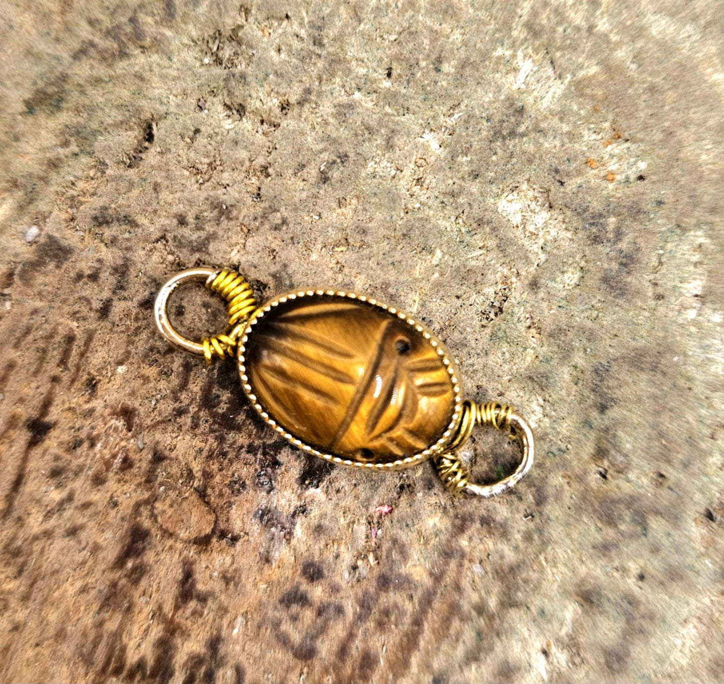Nature Stone Hand Carved Scarab Beetle Hand Braided Bracelet