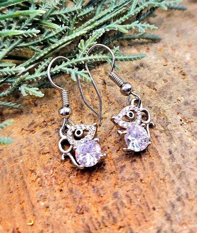 Cute Mouse 2.8ct Moissanite Diamond S925 Dangle Earring