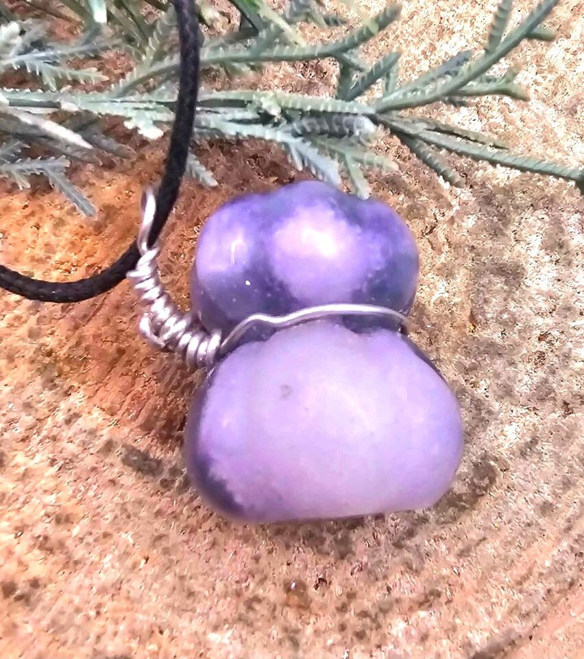 Nature Purple Fluorite Hand Carved Stacking Funny Pumpkin Pendant Necklace