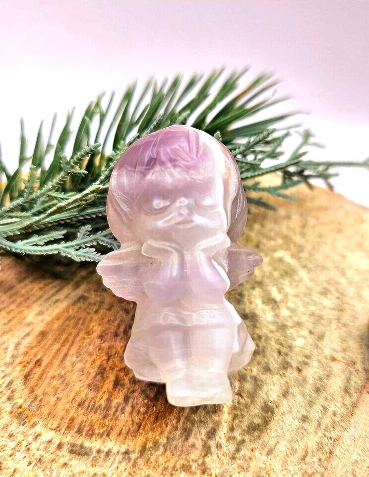 Adorable Nature Flashy Moonstone Hand Carved Mermaid Sleeping On Moon Pendant Necklace