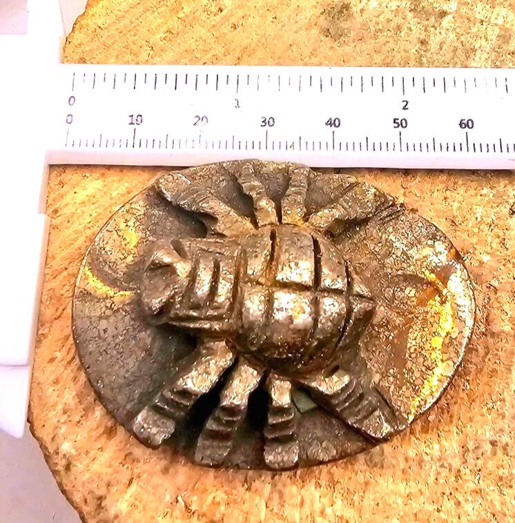 Unique Nature Gold Pyrite Hand Carved Spider Plaque Decor