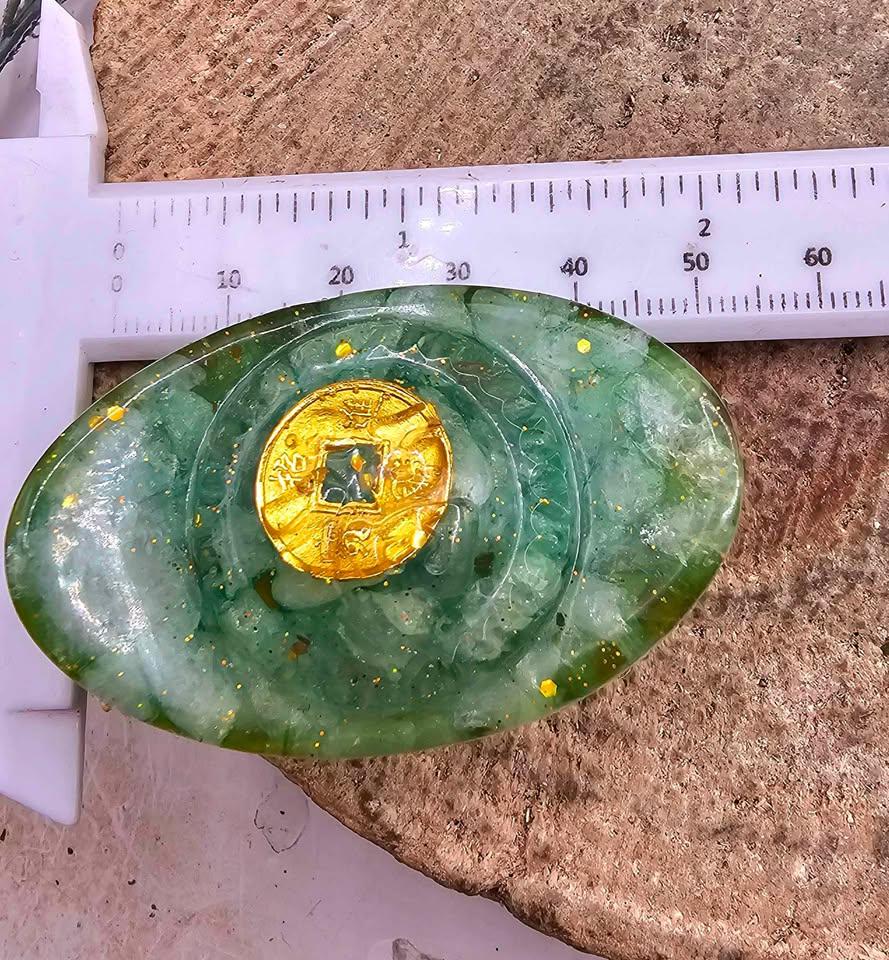 Set Of 2pcs Crystal Chip Resin Ancient Gold (Yuanbao) Decor