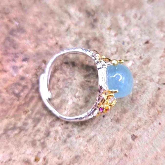 Nature Morganite Stone Adjustable Ring
