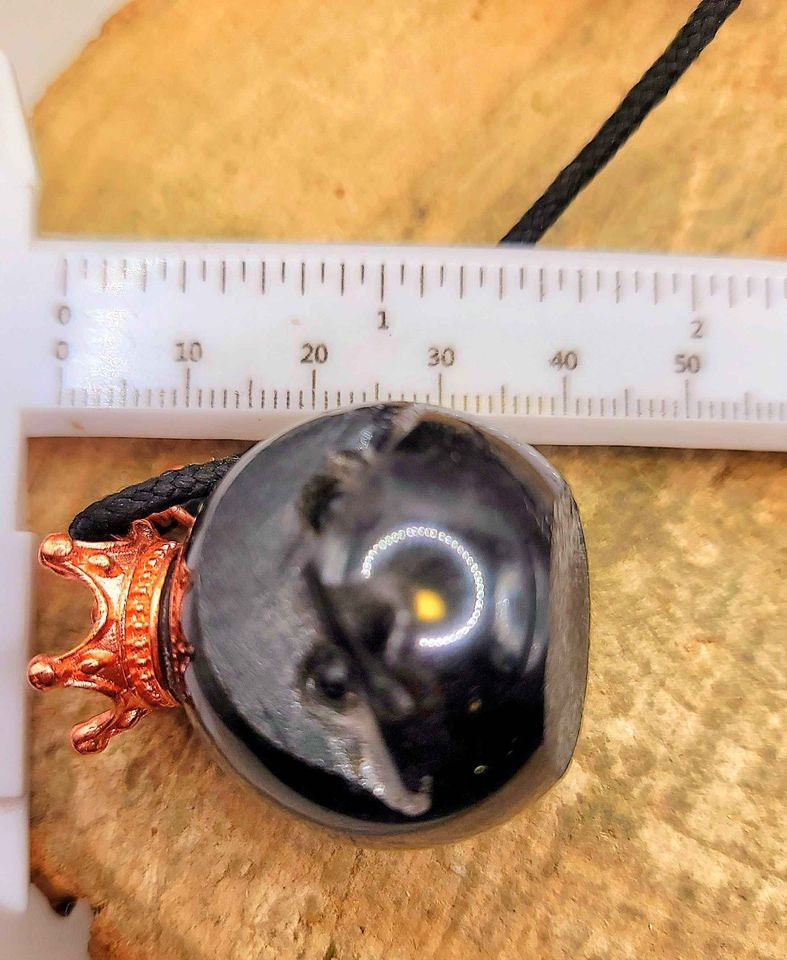 Adorable Nature Black Obsidian Hand Carved Hedge Rose Gold Crown Pendant Necklace
