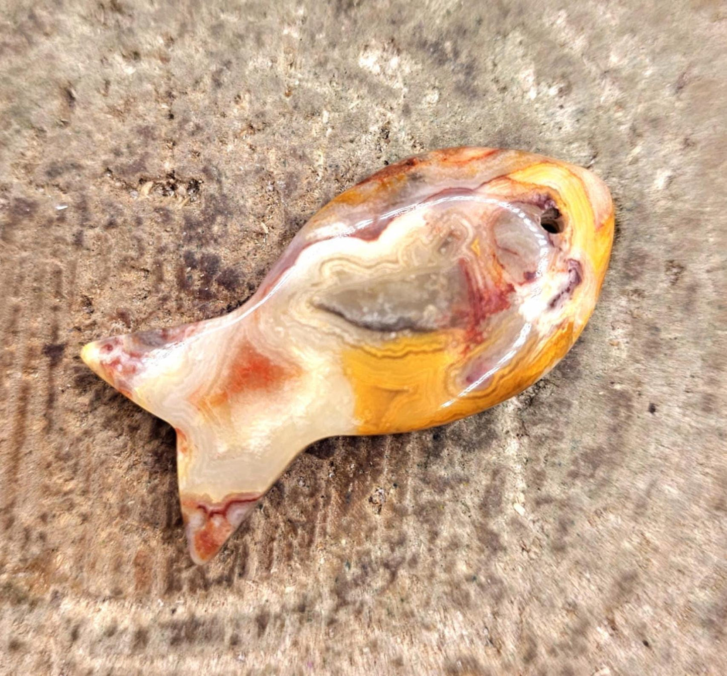 Nature Ocean Jasper Agate Colorful Fish Pendant Necklace