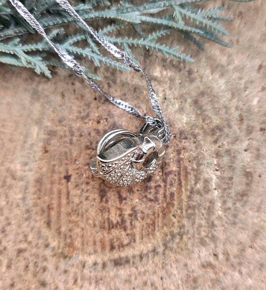 Silver Tone Openable Locket With Crystal Stone Pendant Necklace