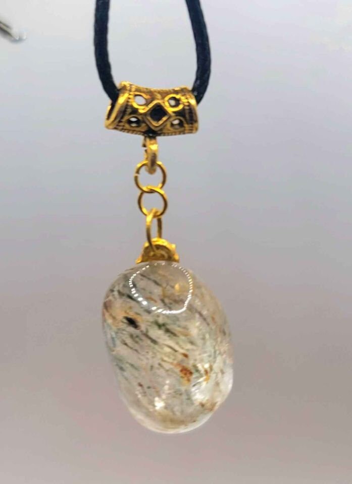 Beautiful Nature Rutilated Big Polished Stone Pendant Necklace