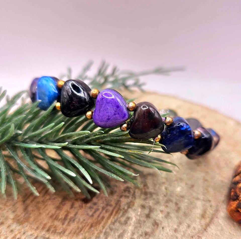 Rare Nature Mixed Colors Sugilite Heart Beads Bracelet