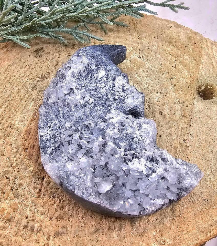 Nature Purple Fluorite Crescent Moon Decor