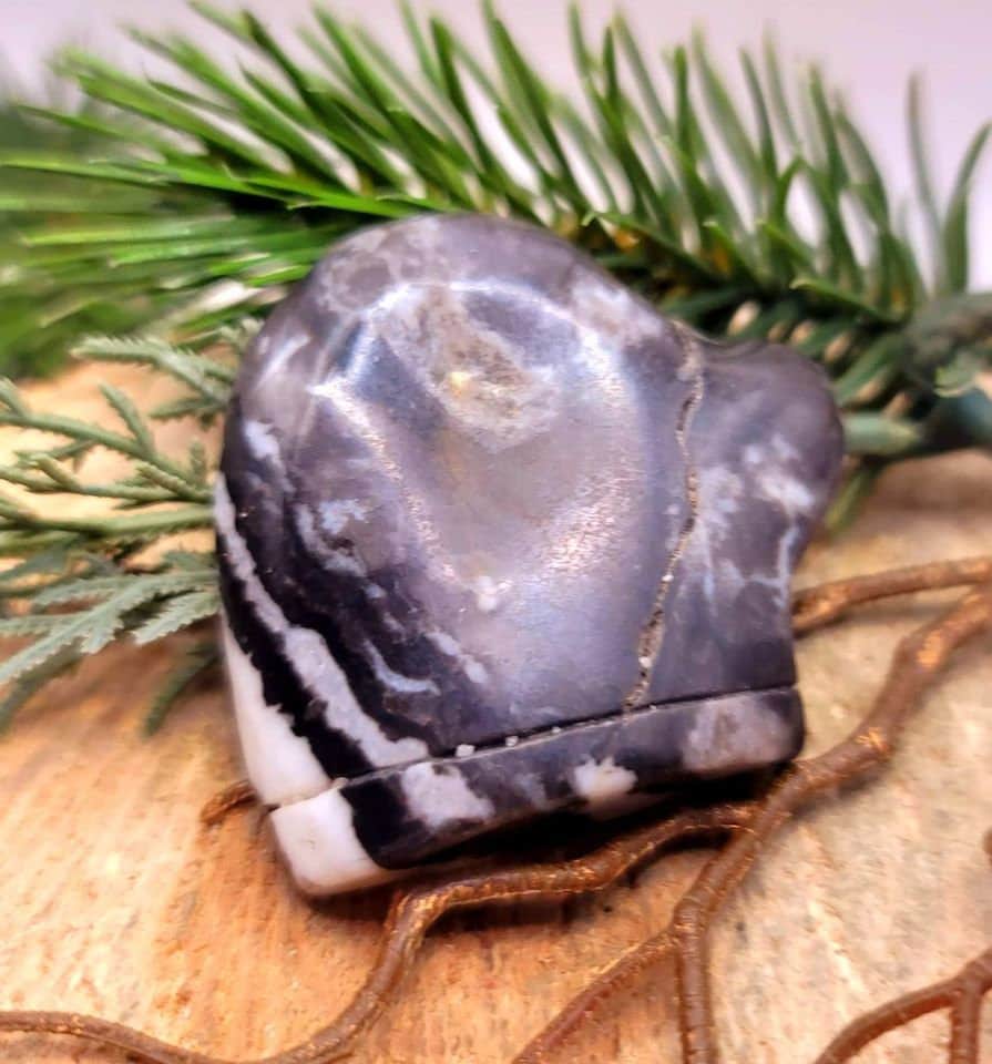 Adorable Nature Zebra Stone Hand Carved Big Mitten Decor Figure