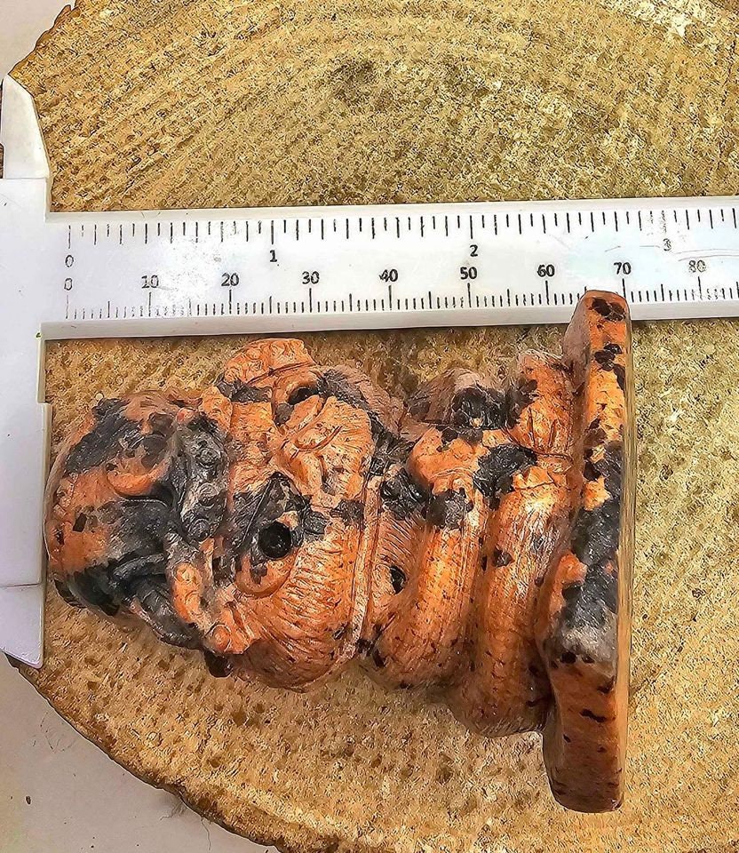 Unique Nature Mahogany Obsidian Carved Neko Ni Tako (Cat God & Octopus) Figure