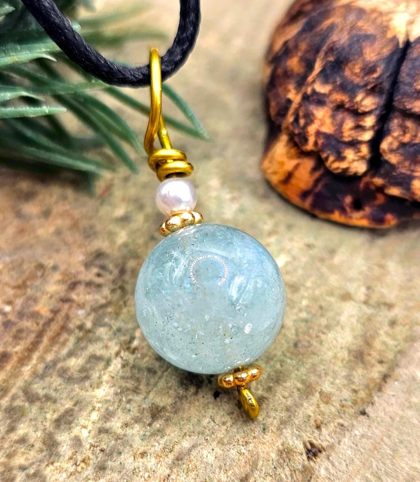 Nature Morganite Big Round Bead Pendant Necklace