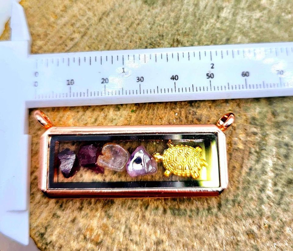 Nature Ruby Super Seven Stone & Blessing Turtle Floating Locket Pendant