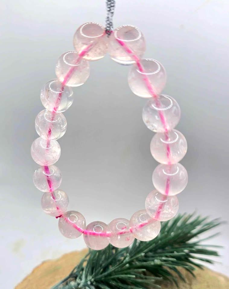 Nature Rose Quartz 12mm Round Beads Bracelet