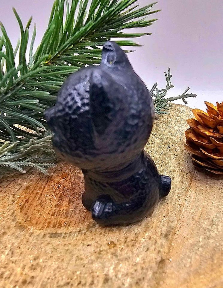 Adorable Nature Black Obsidian Carved 2.5" Cheerful Dog Decor Figure