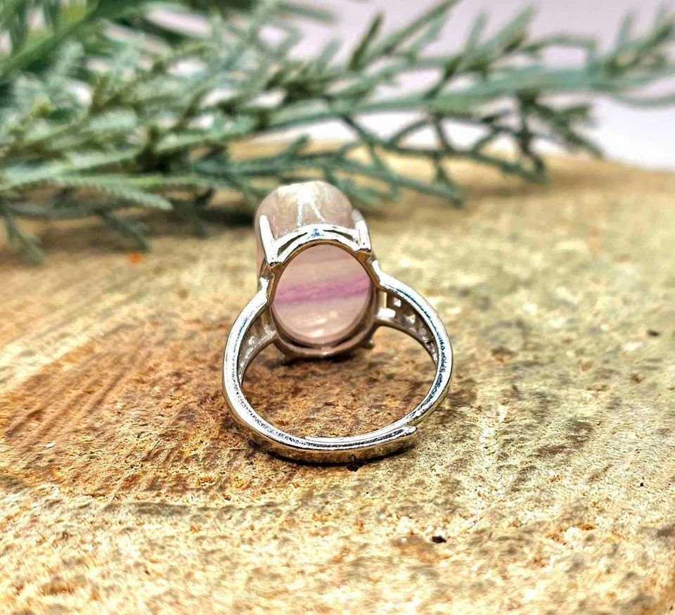 Nature Rainbow Fluorite Carved Blessing Pi Xiu Adjustable Ring