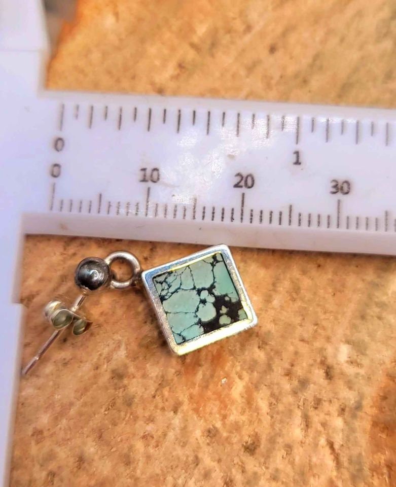 Beautiful Nature Turquoise Square Sterling Silver Earring