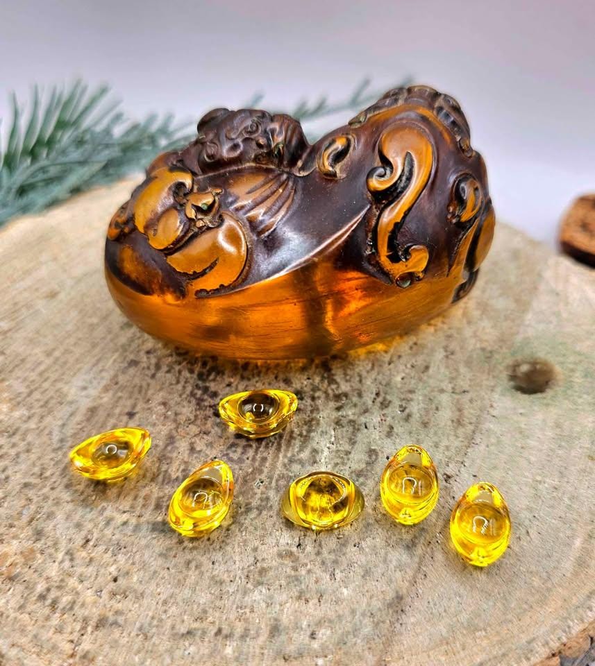 Feng Shui Pi Xiu & Toad Gold Piece Décor Figures