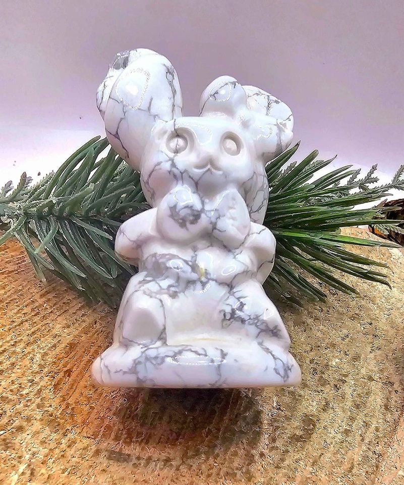 Adorable Nature Howlite Hand Carved Forest Spirit Decor Figure