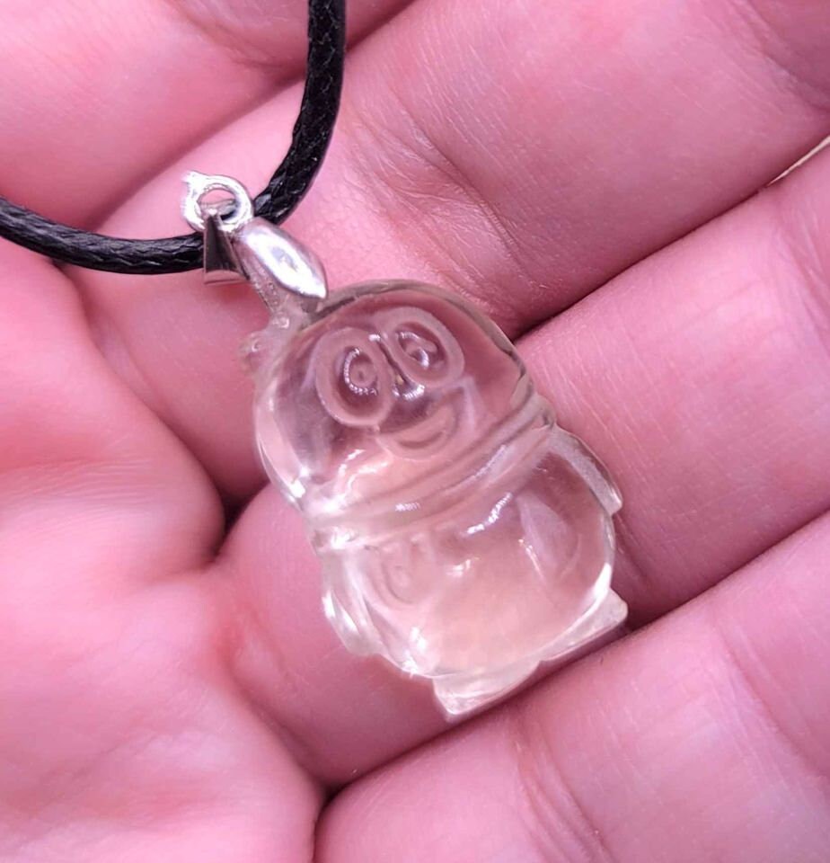 Nature Clear Crystal Hand Carved Penguin Pendant Necklace