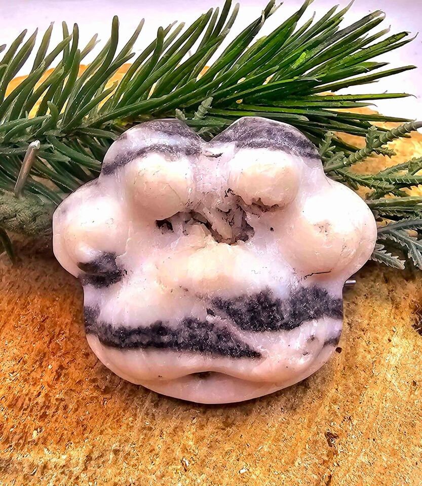 Unique Nature Zebra Stone Druzy Hand Carved Big Paw Decor Palm Stone