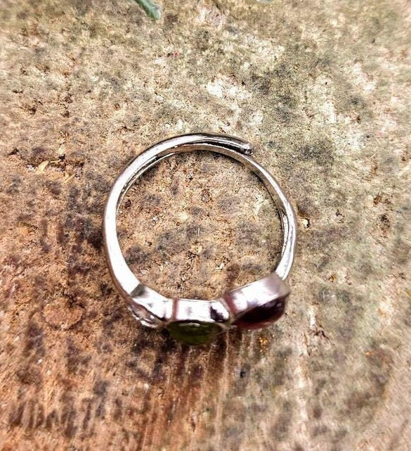 Beautiful Mixed Tourmaline Adjustable Sparking Adjustable Ring