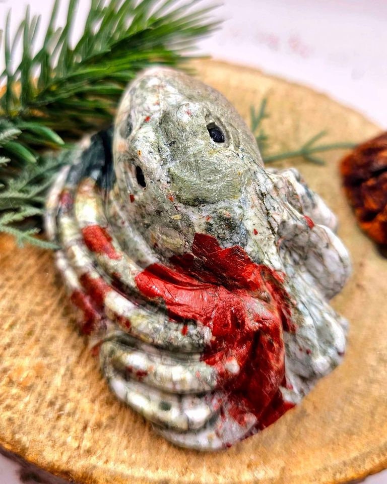 Nature Blood Stone Hand Carved 3.5" Big Octopus Figure
