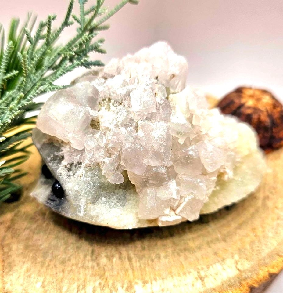 Nature Crystal Cluster Hand Carved Cute Big 3.8" Hedgehog Figure