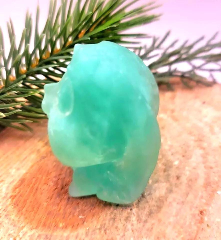 Cheerful Nature Fluorite Hand Carved Big Cheek Rabbit Figure