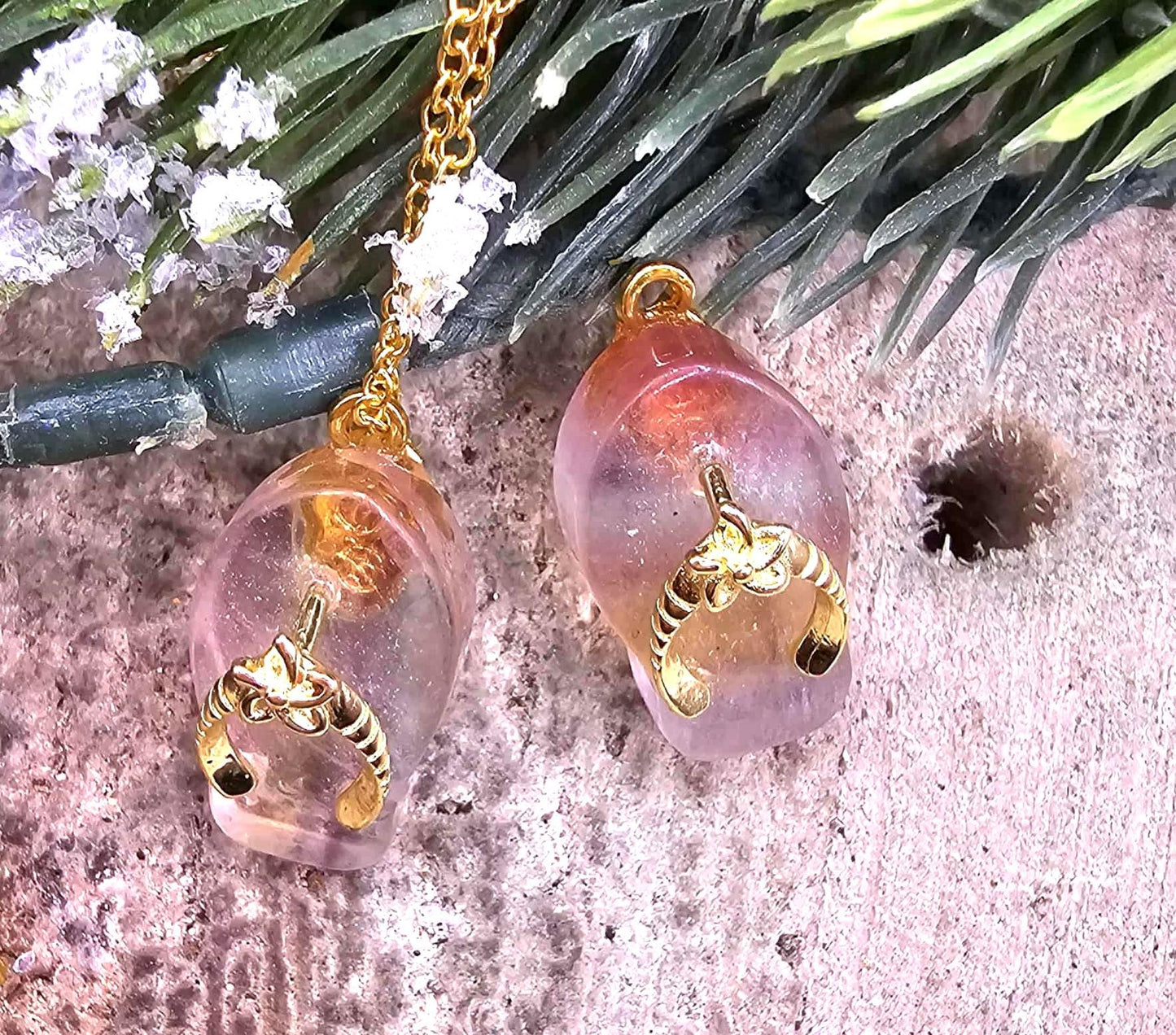 Nature Stone Cute Flip Flop Pendant Necklace