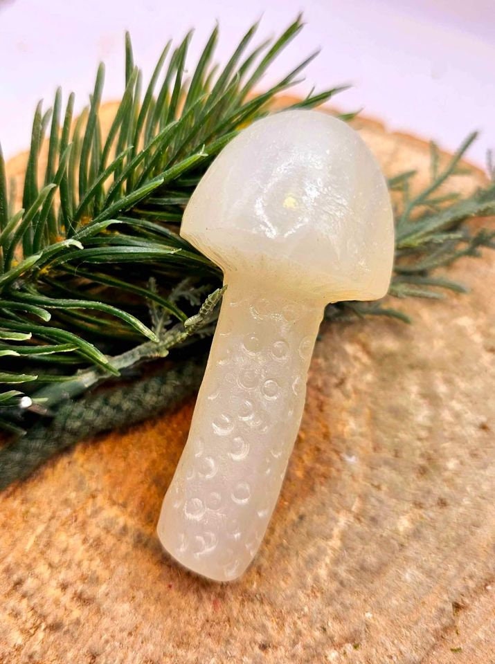 Rare Nature Agate Hand Carved 2.8" Big Mushroom Figure