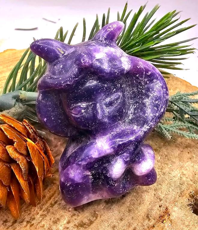 Nature Purple Lilacs Stone Hand Carved Fairy Figure