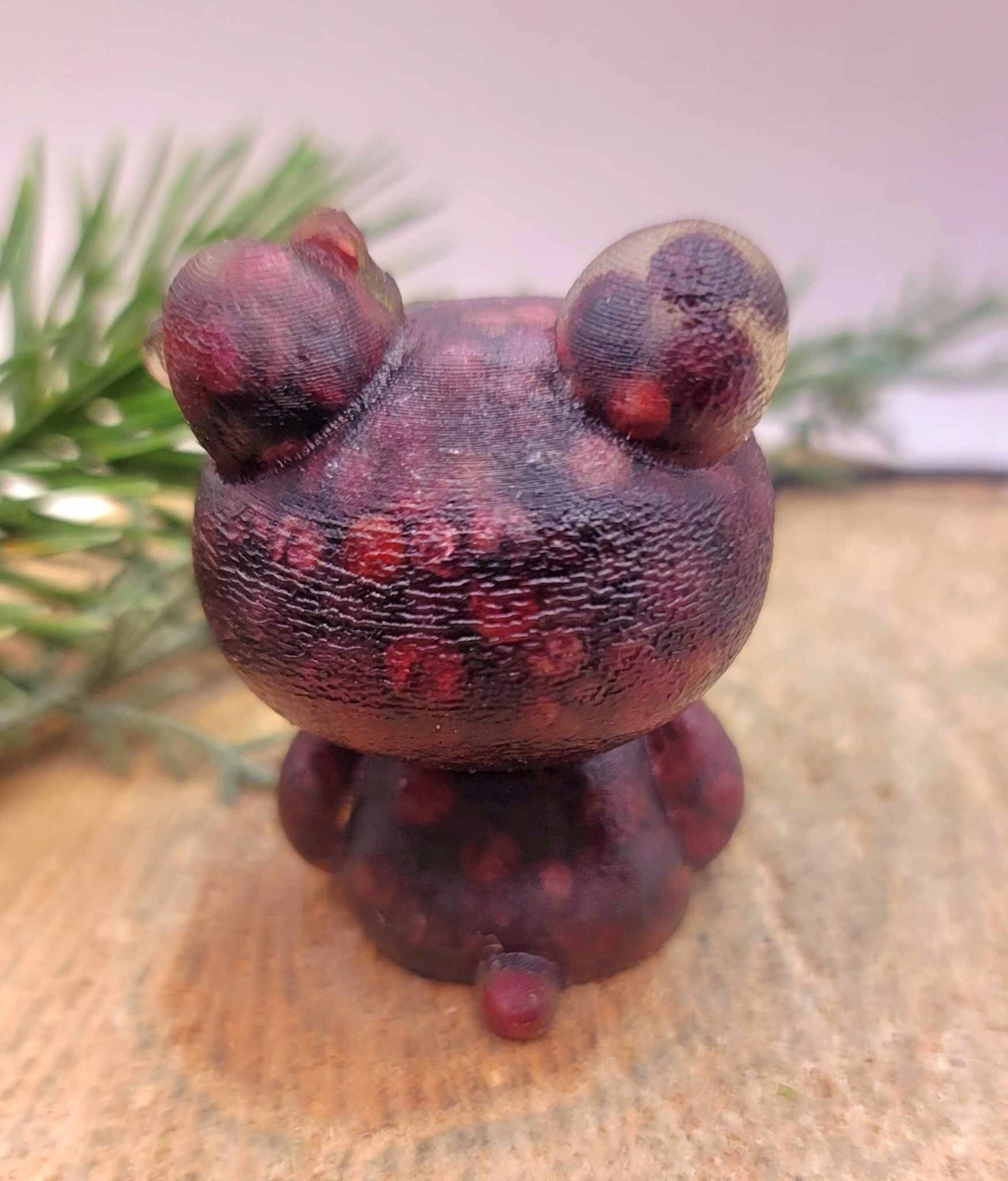 Adorable Nature Red Garnet Chips Filled Resin Sitting Kitty Cat Decor Figure