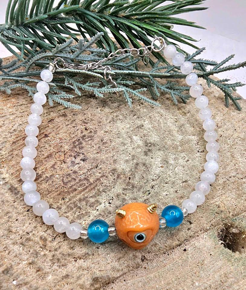 Nature Moonstone Cute Evil Eye Monster Bracelet