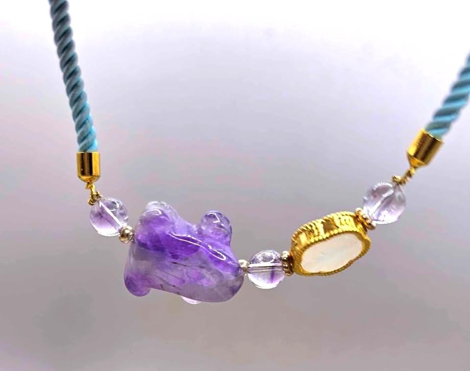 Nature Amethyst Frog Mixed Crystal Beads Bracelet