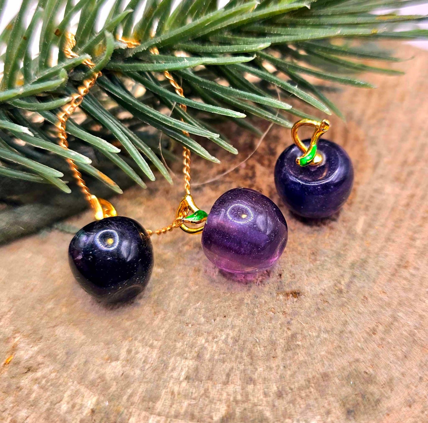 Cute Collection Of Nature Crystal Carved Mini Fruits Pendant Necklaces
