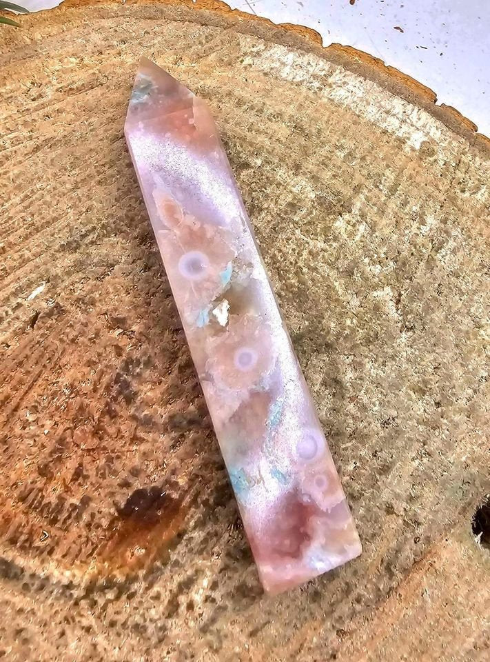 Beautiful Nature Cherry Blossom Agate 3" Wand Point