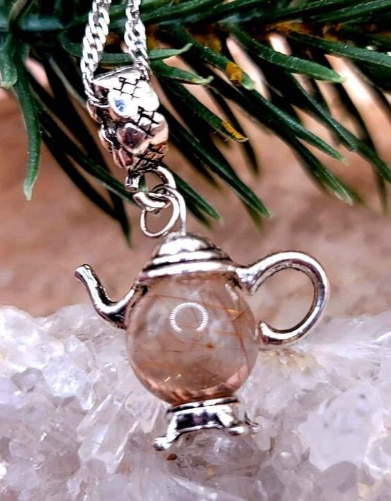 Unique Nature Gold Rutilated Sphere Magic Genie Lamps Pendant Necklace