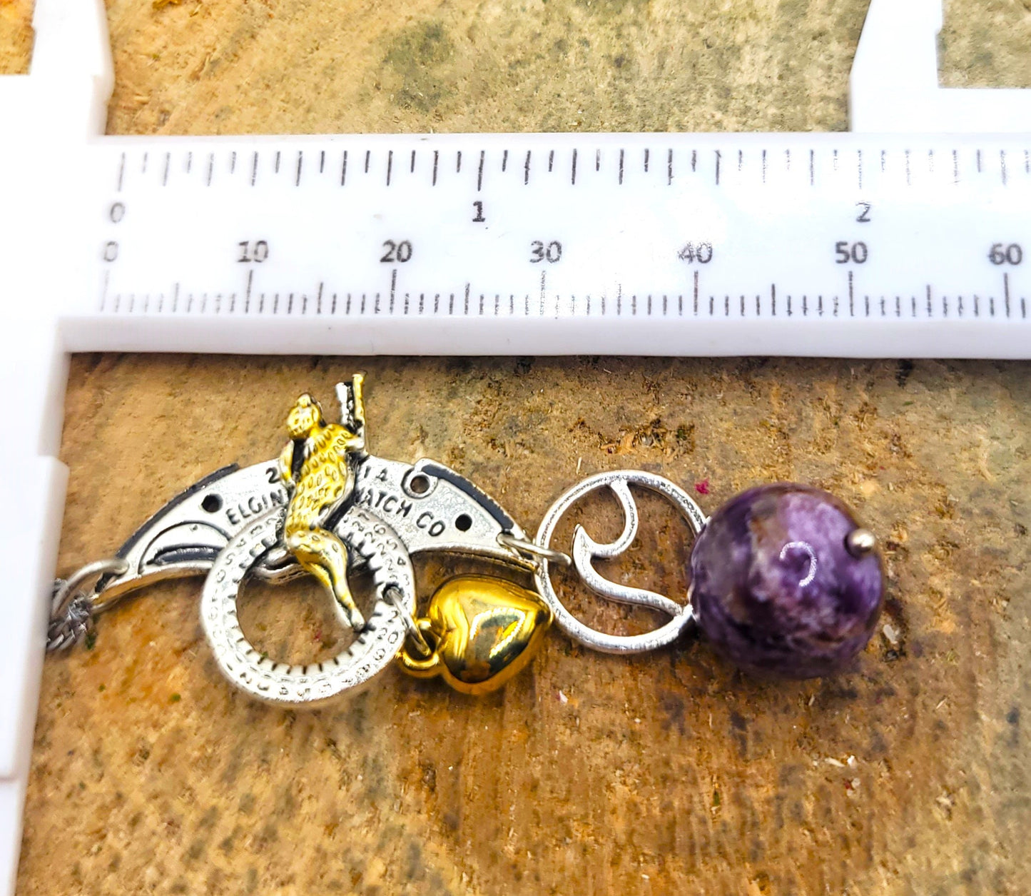 Nature Purple Charoite With Flying Rabbit Charm Pendant Necklace