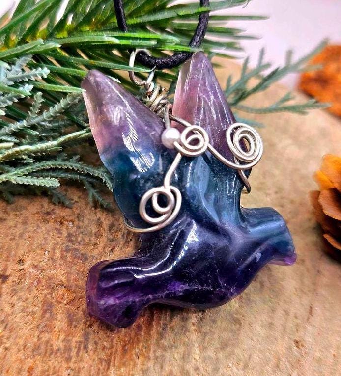 Beautiful Nature Fluorite Hand Carved Flying Dove Pendant Necklace