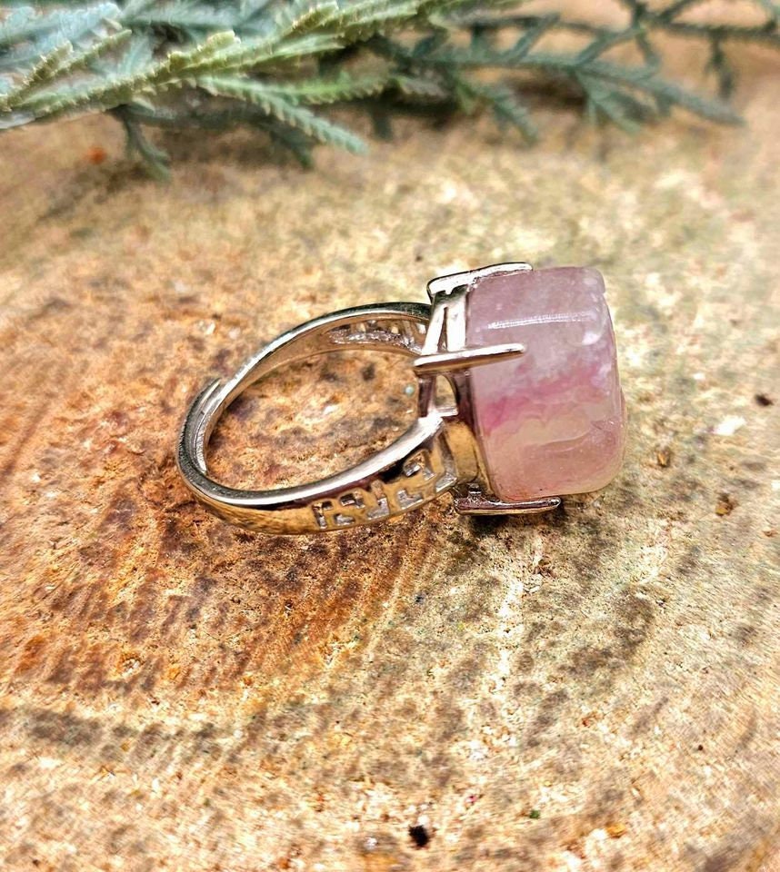 Nature Rainbow Fluorite Carved Blessing Pi Xiu Adjustable Ring